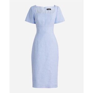 J. Crew Square neck sheath dress in stretch linen blend, Size 00